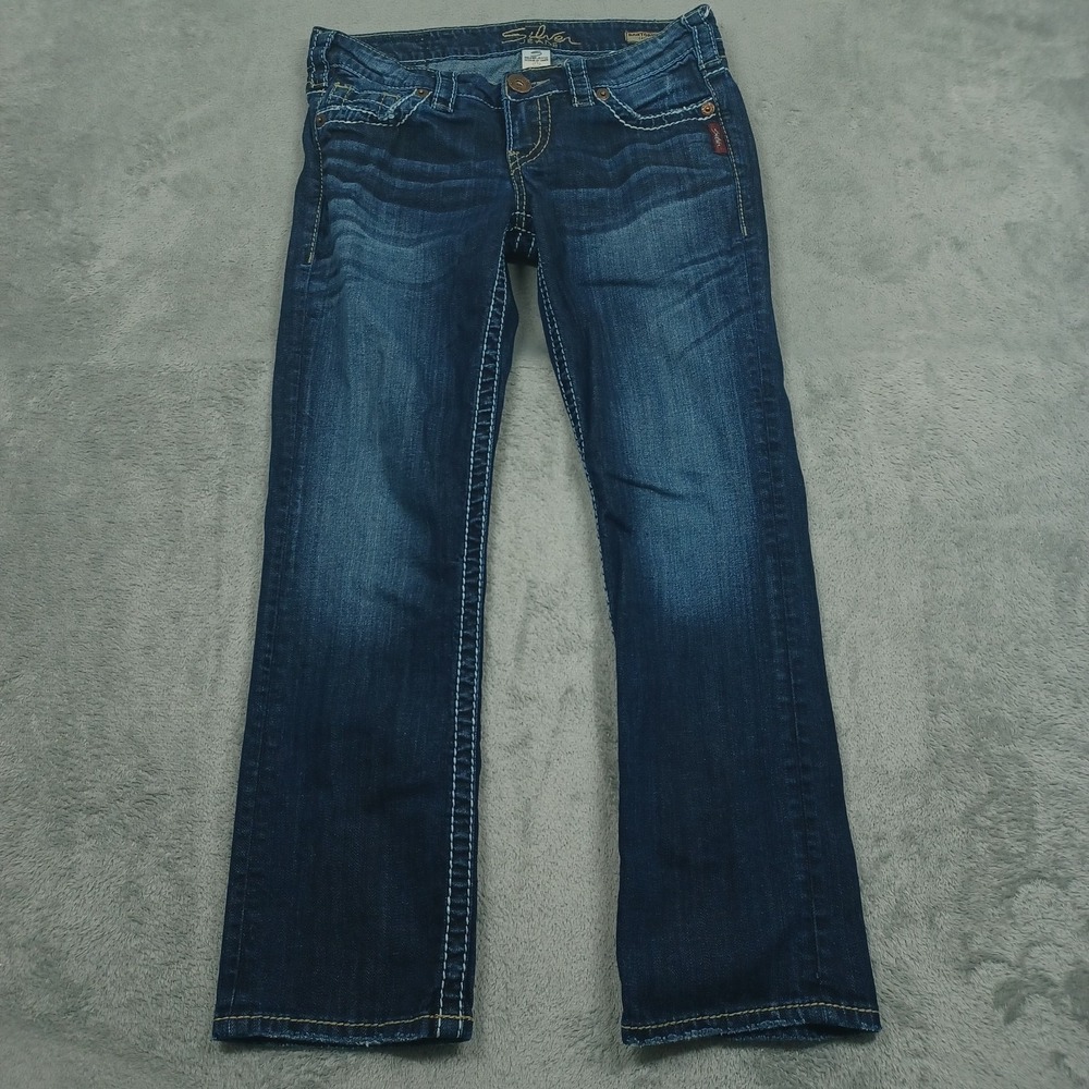 Silver Jeans Womens 27 Blue Denim Santorini Capri Pockets Casual Pockets